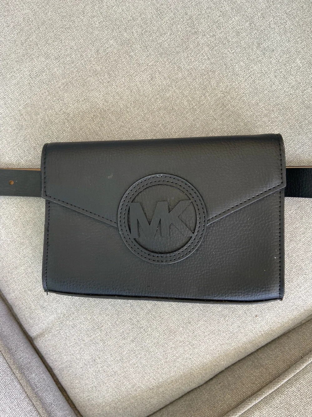 Michael Kors black leather belt bag with Embossed Logo
